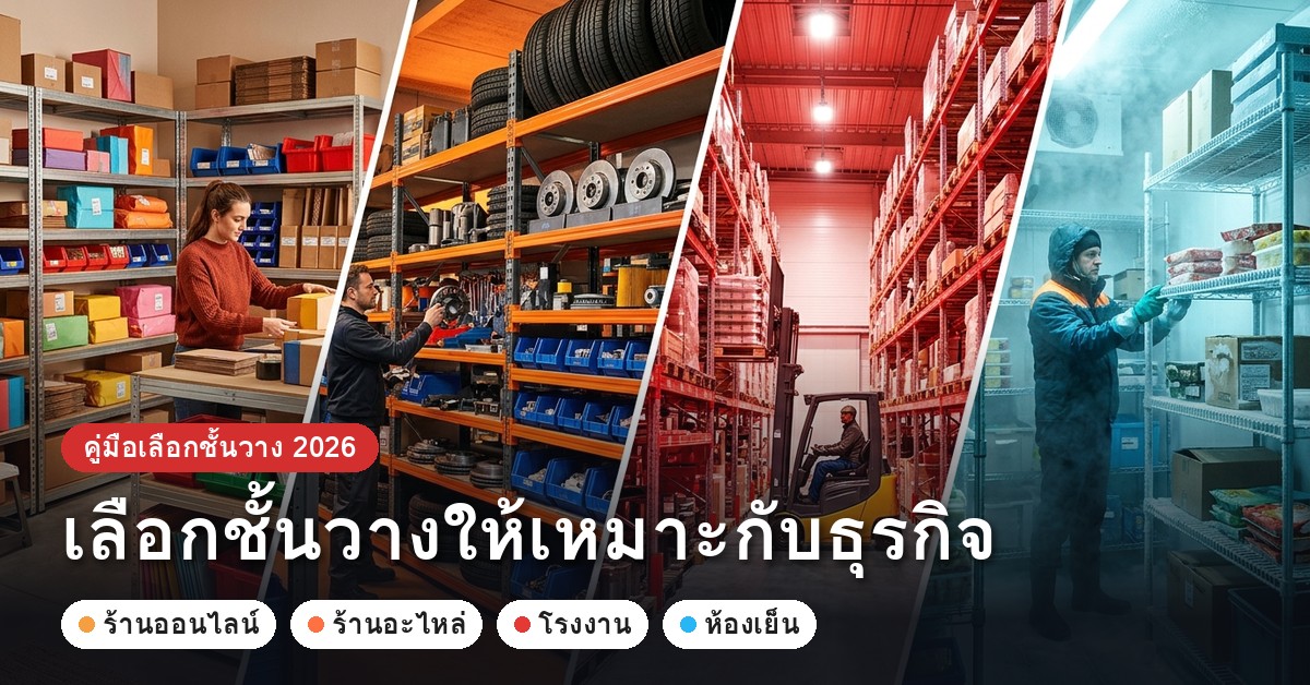เลือกชั้นวางให้เหมาะกับธุรกิจ: ร้านออนไลน์, ร้านอะไหล่, โรงงาน, ห้องเย็น